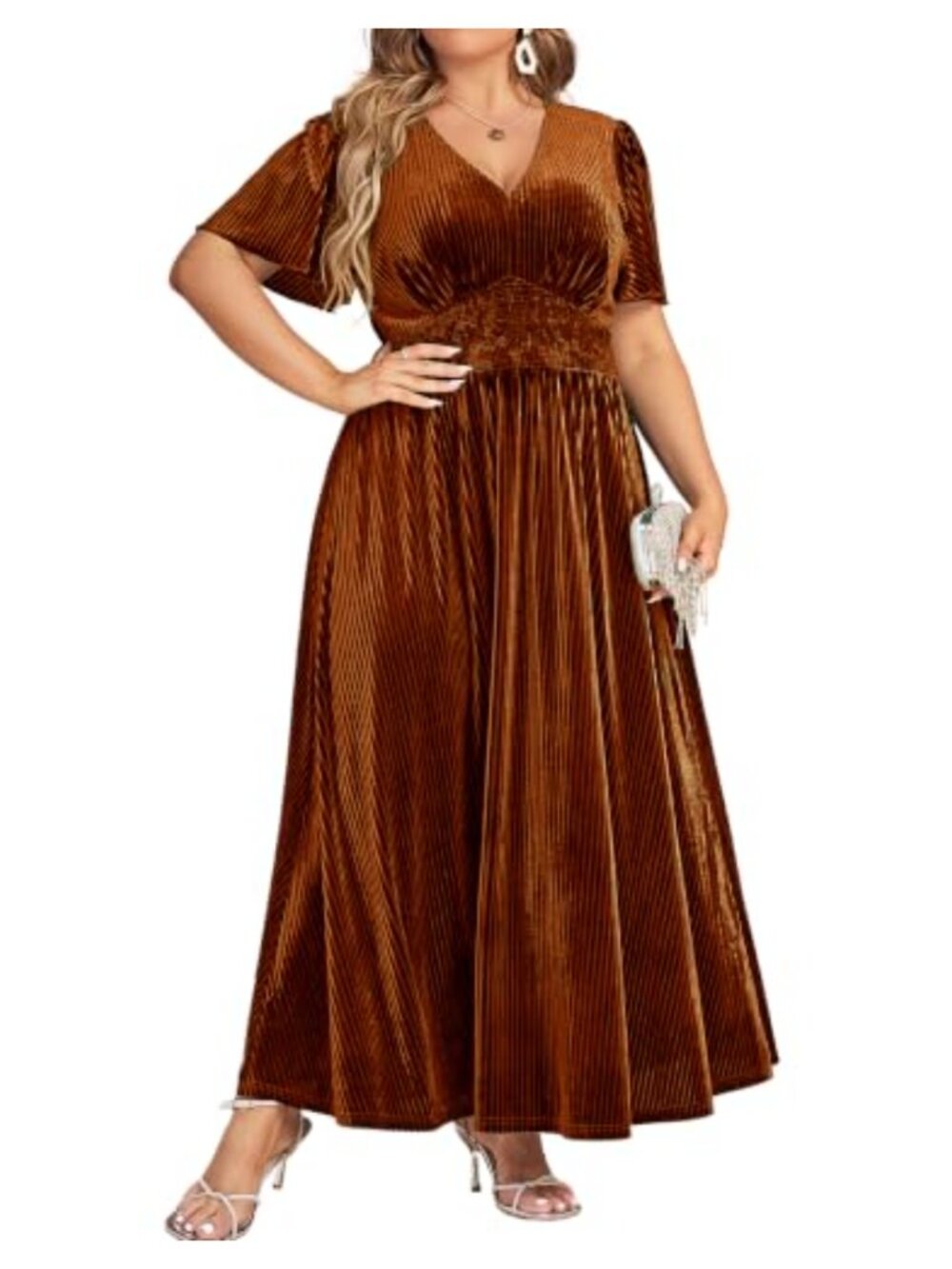 Women's Floral V Neck Short Sleeve Maxi Dress High Waist A-Line Party